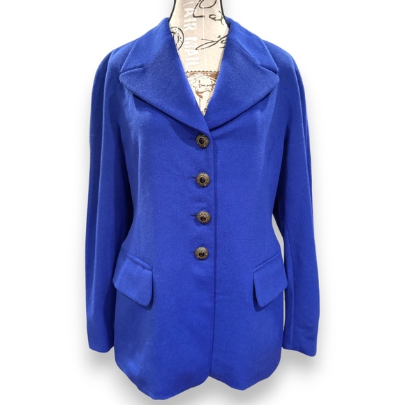 Escada Jackets & Blazers - ESCADA Royal blue wool angora cashgora blazer jeweled buttons size 38 / US 8